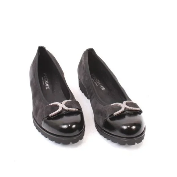 Vernissage 23321 Black Suede Leather Comfort Shoes Pumps - Picture 2 of 8